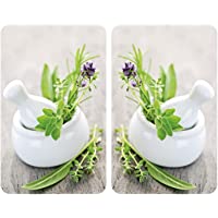Wenko Herdabdeckplatte Universal Kräutergarten- 2er Set- für alle Herdarten- Gehärtetes Glas- 30 x 52 cm- mehrfarbig